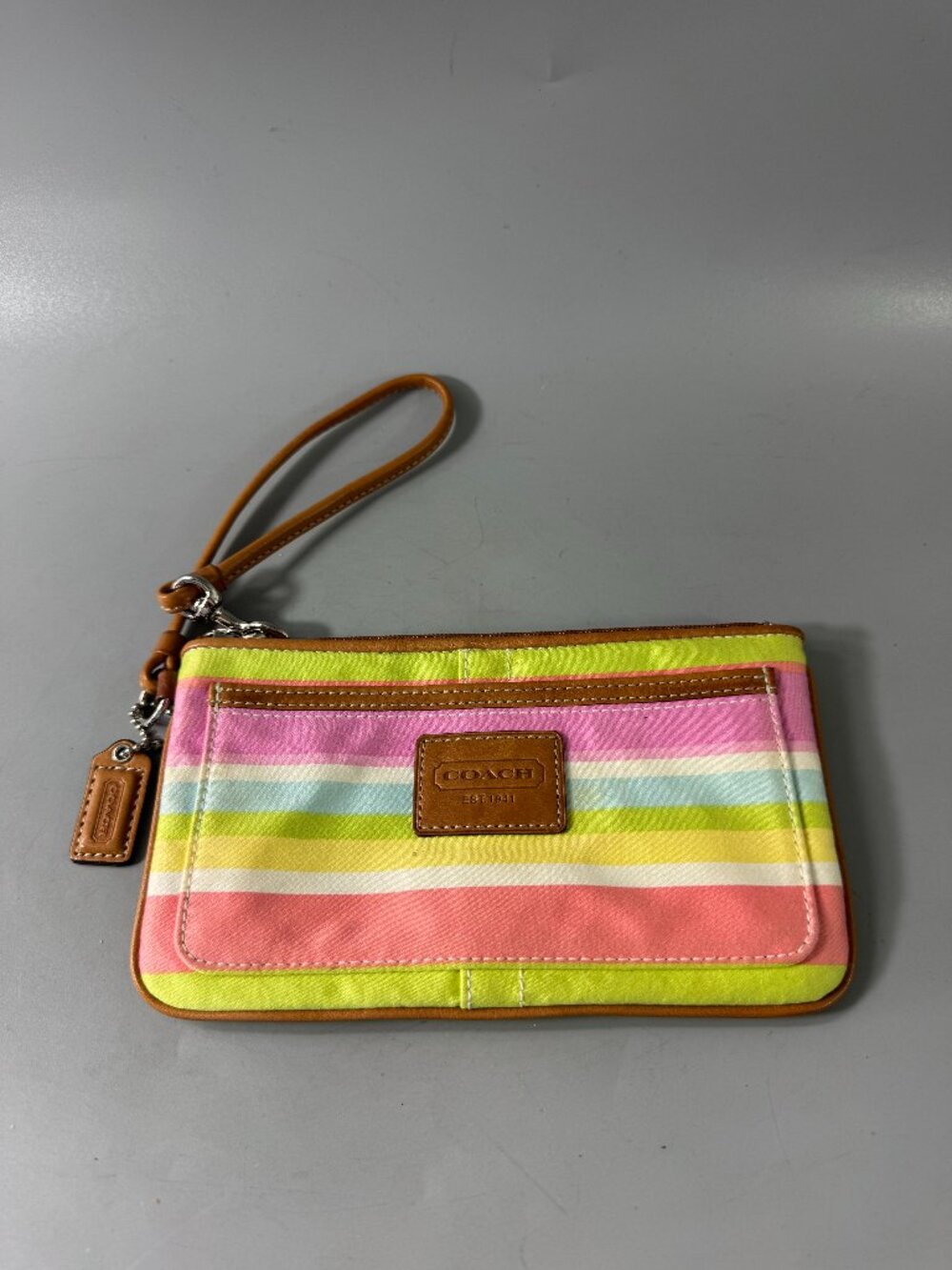 Authentic Vintage Coach Estate Rainbow Stripe Wristlet